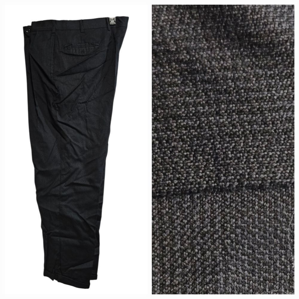 Evan Picone 38x29 Black Pleated Dress Pants | Herringbone Plaid Cuffed Slacks